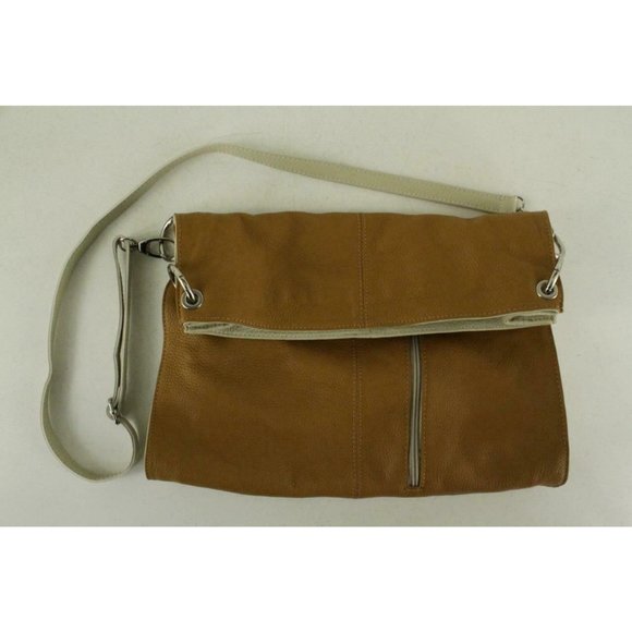 Modern Designer Italian Leather Purse SLOUCH Two Tone Tan BORSE EN PELLE Italy - Picture 1 of 6